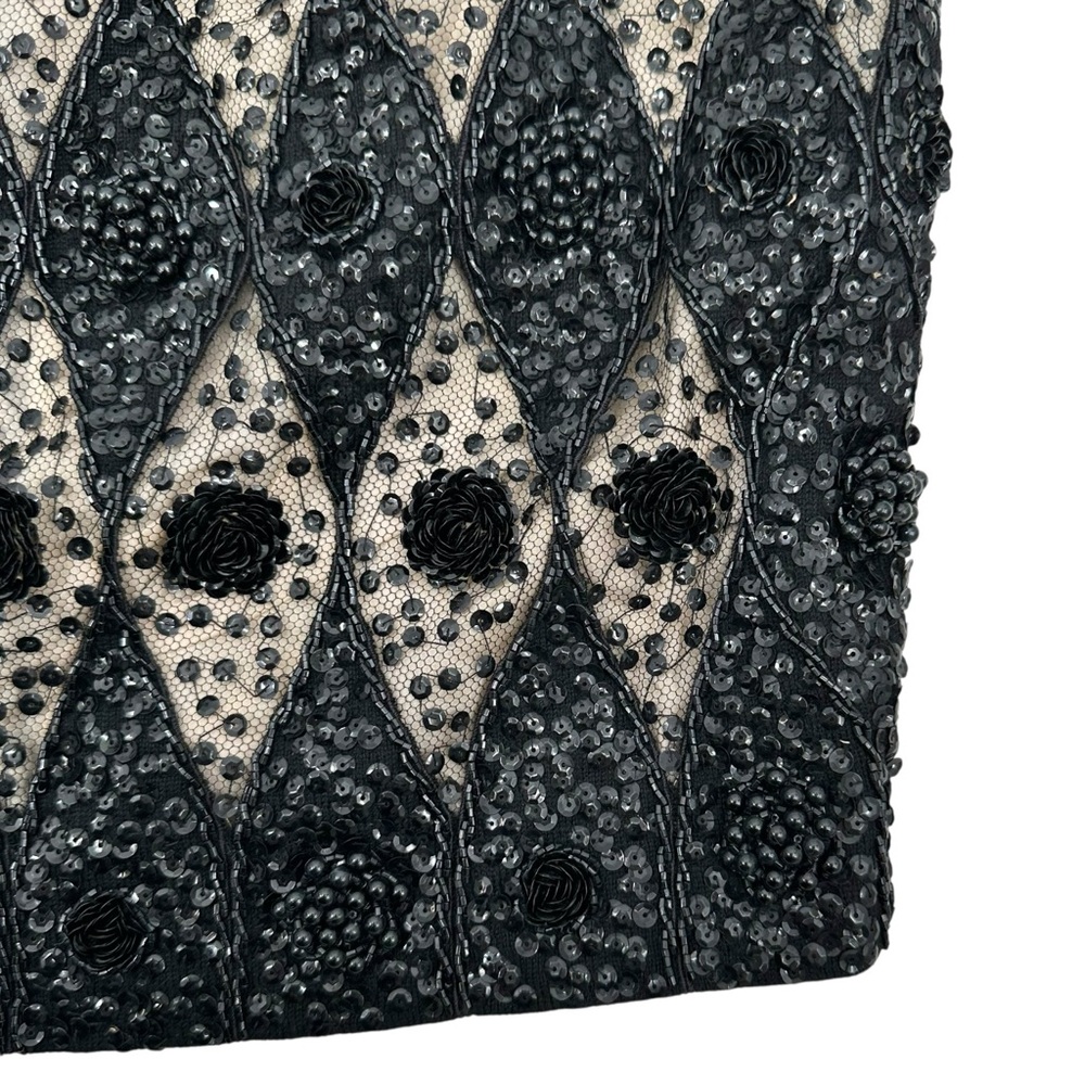 Designer Vintage Leventhal New York Beaded Wool & Lace Sleeveless Dress Top - Picture 4 of 6